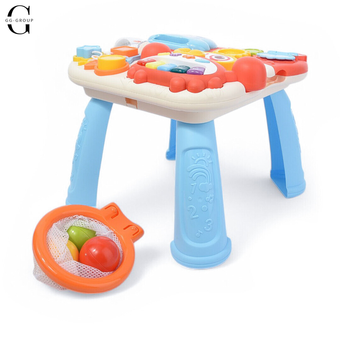 Детская каталка-ходунки 2в1 Limo Toy HB 0008 AB с баскетбольным кольцом, игровым столиком, бизибордом и музыкальным пианино